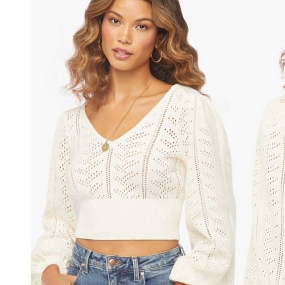 NWT Pointelle Balloon-Sleeve Sweater - Picture 6 of 6